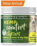 Dog Anxiety Relief with HEMP OIL-Calming Treats for Dogs for Separation Anxiety -Soft Chews for Storm Anxiety and Motion Sickness Relief with Omega 3 for Hip and Joint Pain -120 Count Calming Treats