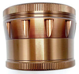 Topoo 4 Piece 2.4 Inch Tobacco Spice Herb Grinder with Pollen Catcher and Scraper - Zinc Aluminum Metals with Magnetic Lid (Anodized Brown Color)
