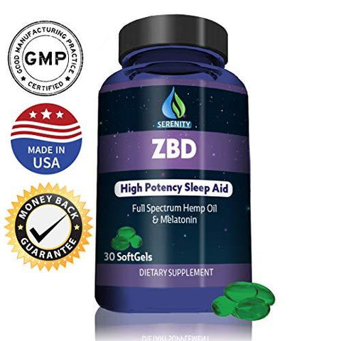 Hemp Oil Softgels :: May Help with Sleep, Insomnia, Stress Relief, Mood Support + Much More :: Zero THC CBD Cannabidiol :: Rich in Omega 3,6,9 Fatty Acids :: 25mg per Softgel :: Serenity Hemp Oil