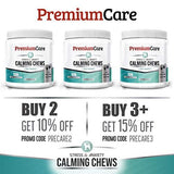 PremiumCare Calming Treats for Dogs | Hemp Oil Infused Soft Chews for Dog Anxiety Relief | Aids Stress, Anxiety, Storms, Barking, Separation and More | 120 Count Dog Calming Treats
