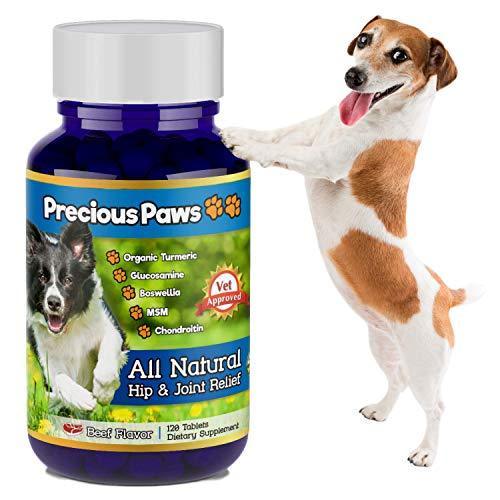 All Natural Hip & Joint Pain Relief for Dogs Arthritis & Inflammation, for Mobility & Hip Dysplasia, Glucosamine, Turmeric, Boswellia, MSM & Chondroitin. 120 Beef Treats