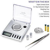 Smart Weigh High Precision Digital Milligram Jewelry Scale, 20 x 0.001g, Calibration Weights and Tweezers Included.