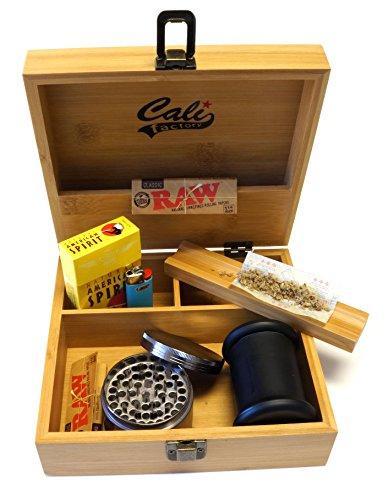 Cali Factory Large Size Bamboo Box Storage Organizer - Classic and Neat Design Stash Box, for Smoking Accessory Item# LGSB062118-1