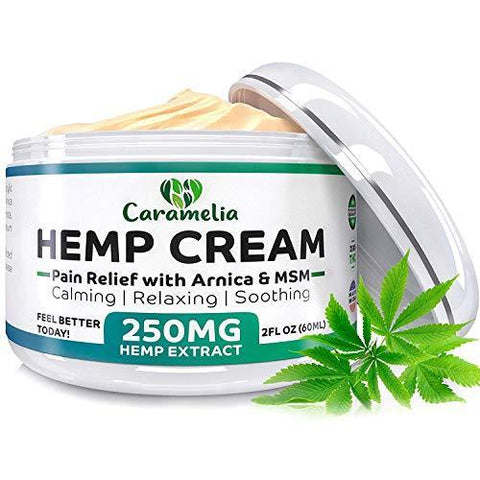 Hemp Extract Cream - 250 Mg - Made in USA - Natural Hemp Pain Relief Cream for Inflammation, Muscle, Joint, Back, Knee & Arthritis Pain - Hemp Salve Contains Arnica, MSM & 10% EMU Oil - Non-GMO