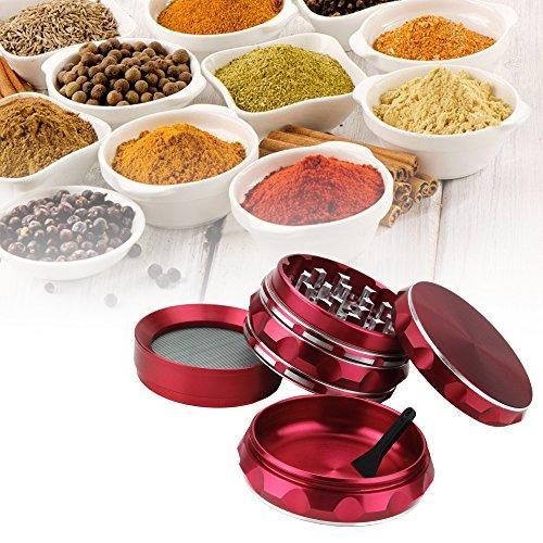 Fancystyle Grinder Polygon 4 Pieces Herb Grinder Spice Grinder Spice Mill with a Pollen Scraper (Red)