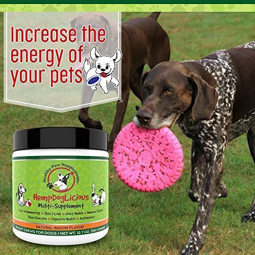 HempDogLicious Dog Joint Supplement Chews - Bacon Flavor Dog Joint Supplement Organic for Hip, Joint, Arthritis Pain, Skin, Coat and More, 90 Chews