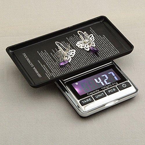 LuckyStone Portable Electronic Balance Gram Digital Pocket Jewelry and Kitchen Food Weighing 100 g/0.01 g Scale, Stainless Steel